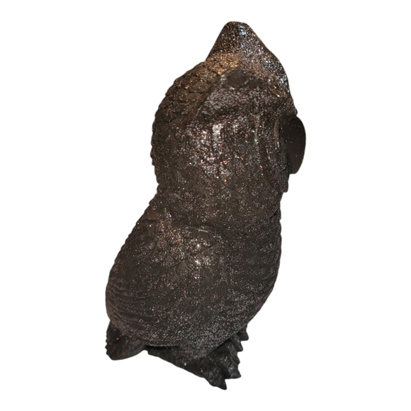 Gothic owl statue black with silver glitter witchy Halloween Goth - Picture 3 of 5